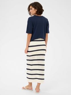 KAFFE Kabrianna Knitted A-Line Maxi Skirt, Chalk/Midnight Marine - view 2, Chalk/Midnight Marine