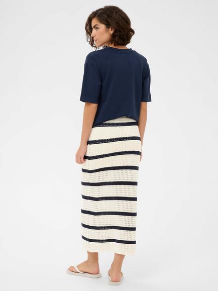 KAFFE Kabrianna Knitted A-Line Maxi Skirt, Chalk/Midnight Marine - view 2, Chalk/Midnight Marine