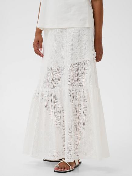 KAFFE Kadonna Crochet Maxi Skirt, Chalk, Chalk