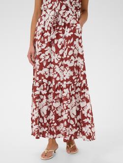 KAFFE Kaevie Floral Print Maxi Skirt containing LENZING™ ECOVERO™ Viscose, Henna/Chalk, Henna/Chalk