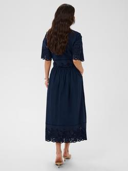 KAFFE Gertrude Embroidered Hem Midi Skirt, Midnight Marine - view 2, Midnight Marine