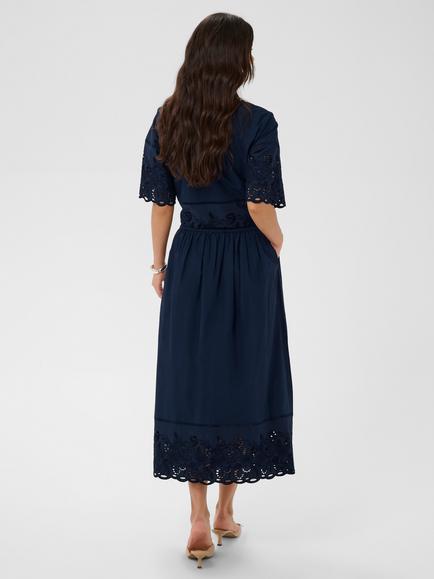KAFFE Gertrude Embroidered Hem Midi Skirt, Midnight Marine - view 2, Midnight Marine