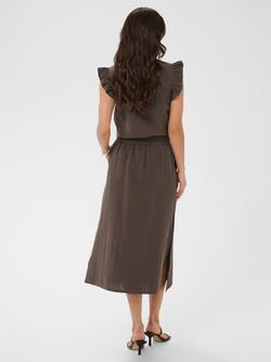 KAFFE Kavafla Side Slit Midi Skirt, Chocolate Brown - view 2, Chocolate Brown