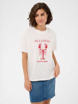 KAFFE Kaannemette Short Sleeve Coastal T-Shirt, Chalk, Chalk