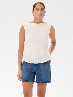 KAFFE Kabethany Sleeveless Smocked Blouse, Chalk, Chalk