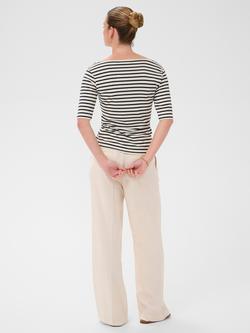 KAFFE Kaliddy Striped Three-Quarter Sleeve Top, Chalk/Navy - view 2, Chalk/Navy