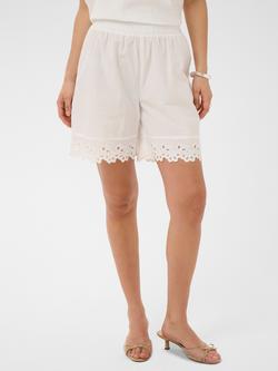 KAFFE Kabetty Mid Rise Scallop Trim Shorts, Chalk, Chalk