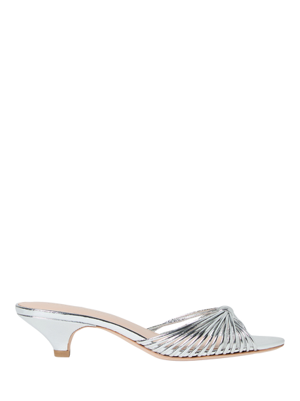 Loeffler Randall Dixie Leather Strappy Kitten Heel Sandals, Silver, Silver