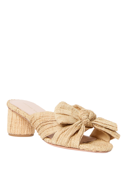 Loeffler Randall Emilia Raffia Pleated Bow Kitten Heel Sandals, Natural - view 2, Natural