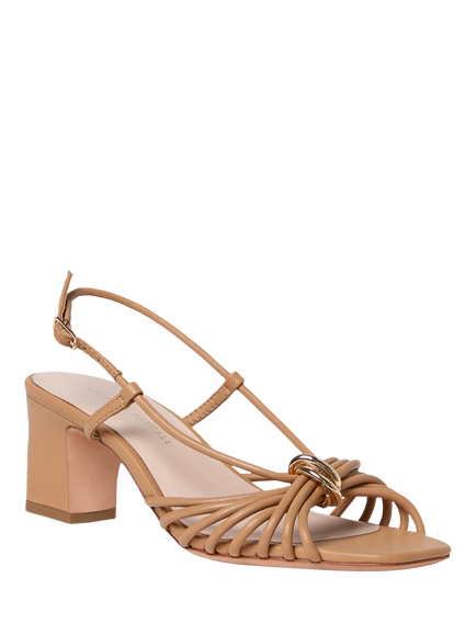 Loeffler Randall Minna Leather Block Heel Strappy Sandals, Dune - view 2, Dune