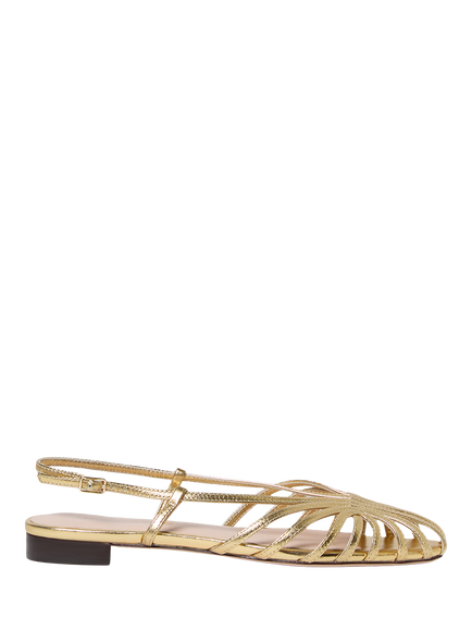 Loeffler Randall Devon Leather Strappy Slingback Sandals, Gold, Gold