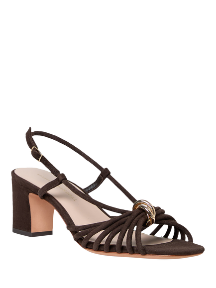 Loeffler Randall Minna Suede Block Heel Strappy Sandals, Brown - view 2, Brown