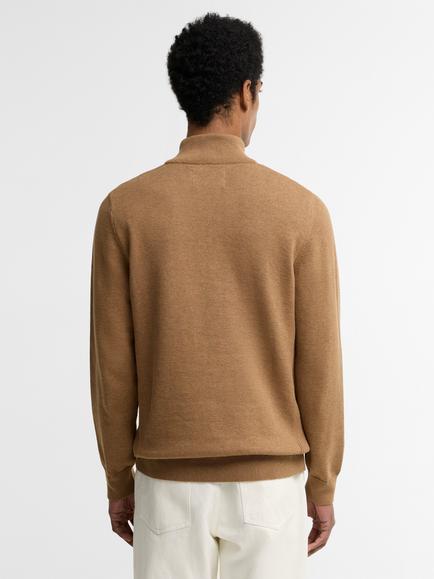 Barbour Half Zip Cotton Jumper, Sandstone - view 2, Sandstone