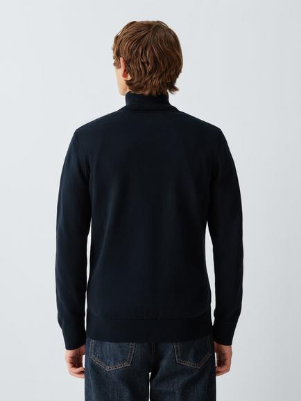 Barbour Half Zip Cotton Jumper, Navy - view 2, Navy