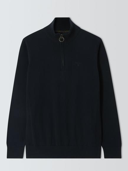 Barbour Half Zip Cotton Jumper, Navy, Navy