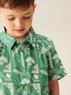 Angel & Rocket Kids' Palm Print Short Sleeve Shirt, Green/White - view 2, Green/White