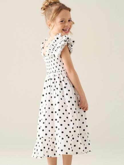 Angel & Rocket Kids' Polka Dot Dress, White/Black - view 2, White/Black