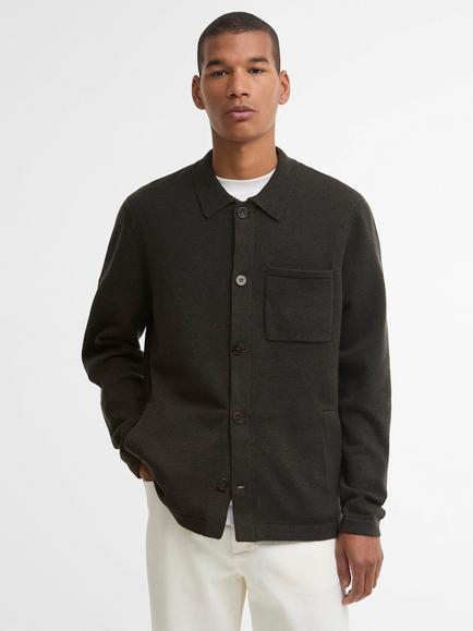 Barbour Bellam Wool Cotton Blend Cardigan, Olive, Olive