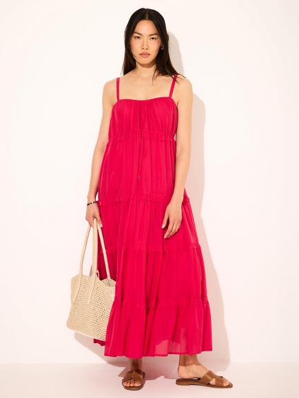 Mint Velvet Sleeveless Tiered Maxi Dress, Pink, Pink