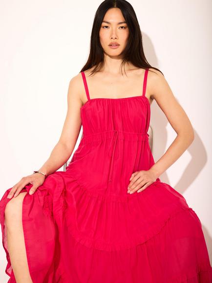 Mint Velvet Sleeveless Tiered Maxi Dress, Pink - view 2, Pink