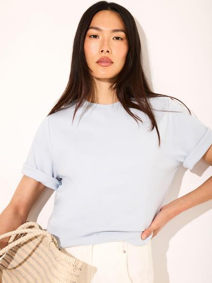 Mint Velvet Short Sleeve Crew Neck T-Shirt, Blue, Blue