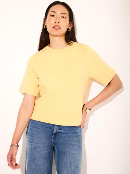 Mint Velvet Ultimate Cotton T-Shirt, Yellow, Yellow