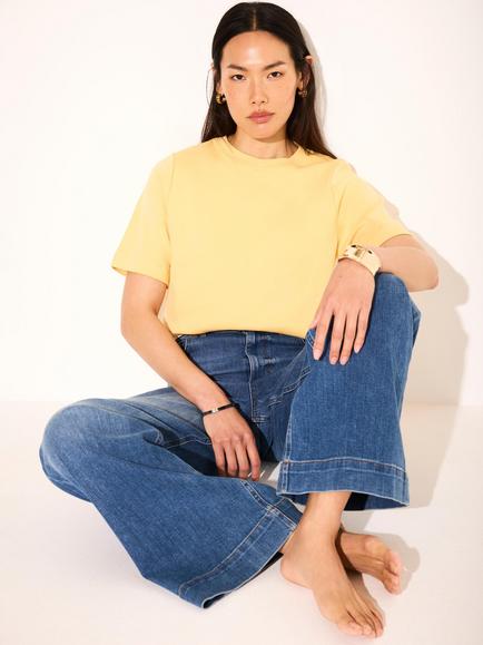 Mint Velvet Ultimate Cotton T-Shirt, Yellow - view 2, Yellow