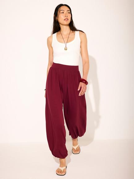 Mint Velvet High Rise Balloon Trousers, Red Burgundy, Red Burgundy