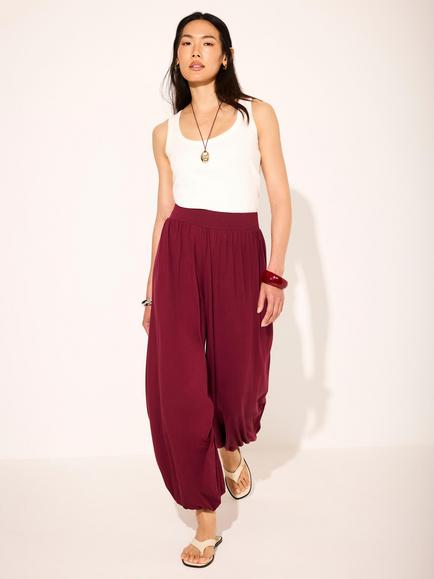 Mint Velvet High Rise Balloon Trousers, Red Burgundy - view 2, Red Burgundy