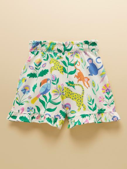 Joules Kids' Jersey Frill Shorts, Cream - view 2, Cream