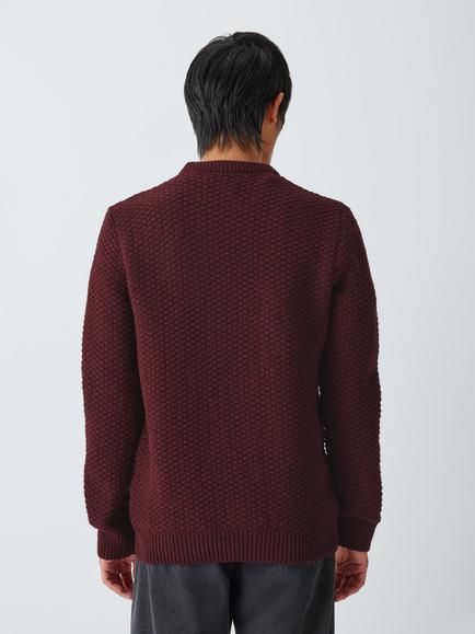 Barbour Tomorrow's Archive Conrad Cable Knit Crew Neck Wool Jumper, Wine - view 2, Wine
