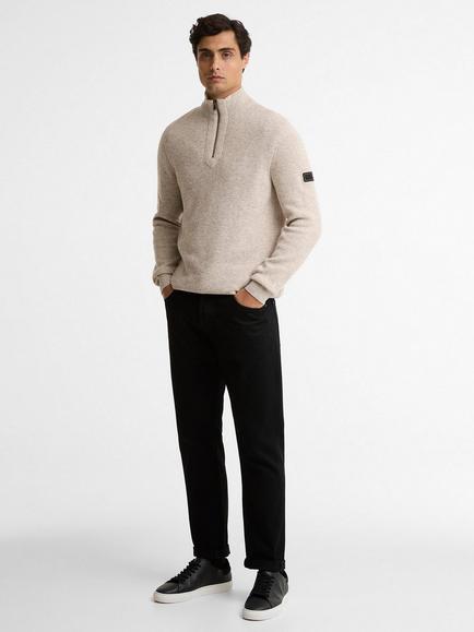 Barbour International Crawley Wool Cotton Blend Jumper, Concrete - view 2, Concrete