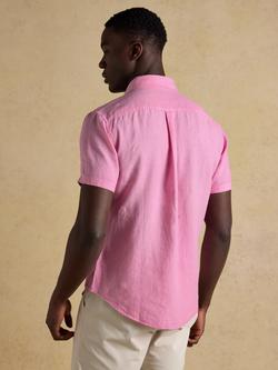 Joules Linen Short Sleeve Shirt, Pink - view 2, Pink