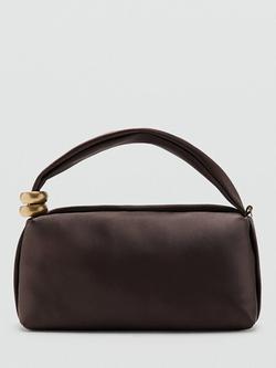 Mango Padded Chain Strap Mini Shoulder Bag, Chocolate