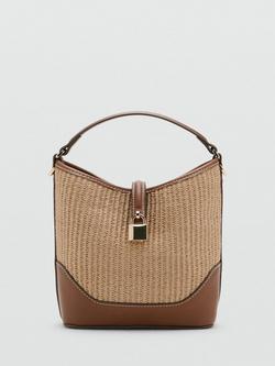 Mango Lock Strap Bucket Bag, Brown, Brown