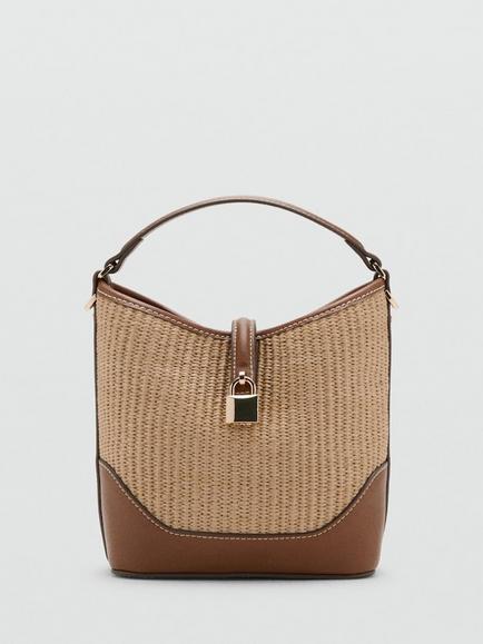 Mango Lock Strap Bucket Bag, Brown, Brown