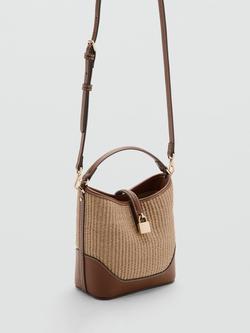 Mango Lock Strap Bucket Bag, Brown - view 2, Brown