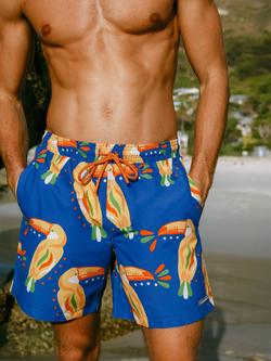 Chelsea Peers Toucan Swim Shorts, Blue - view 2, Blue