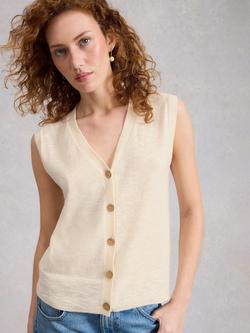 White Stuff Nova Sleeveless Cardigan, White Natural, White Natural