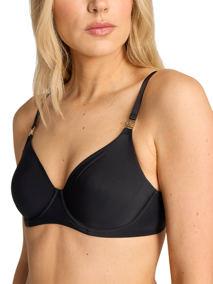 Nudea Boss Underwired Stretch Micro T-Shirt Bra, Black