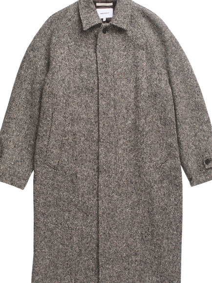 Norse Projects Wool Balmac Rag Coat, Charcoal Melange