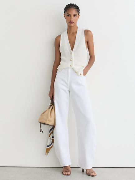 Reiss Robin Linen Tank Top, White, White
