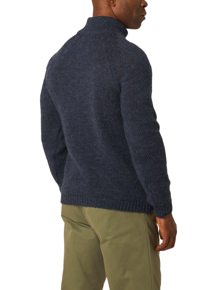 Peregrine Bristol Zip Neck Wool Jumper, Marine - view 2, Marine