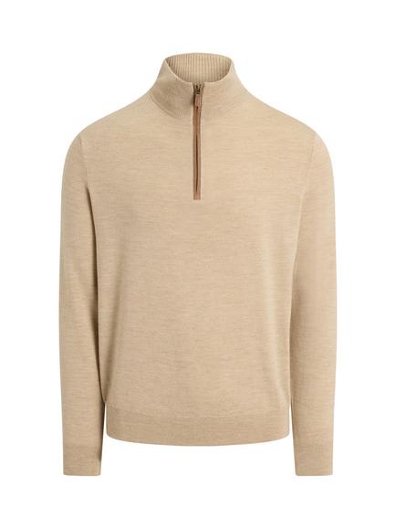 Ralph Lauren Pure Wool Half Zip Jumper, Dune Melange, Dune Melange