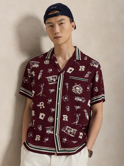 RLX Printed Revere Collar Shirt, Skull An Swing, #7309 Skull An Swing