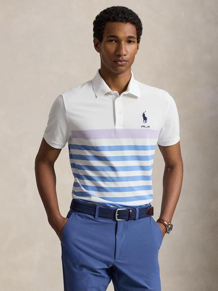 RLX Striped Cotton Rich Polo Shirt, Lovely Lilac/Multi, Lovely Lilac Multi
