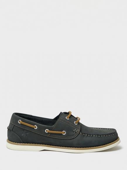 Crew Clothing Austell Leather Deck Shoes, Graphite Grey, Graphite Grey