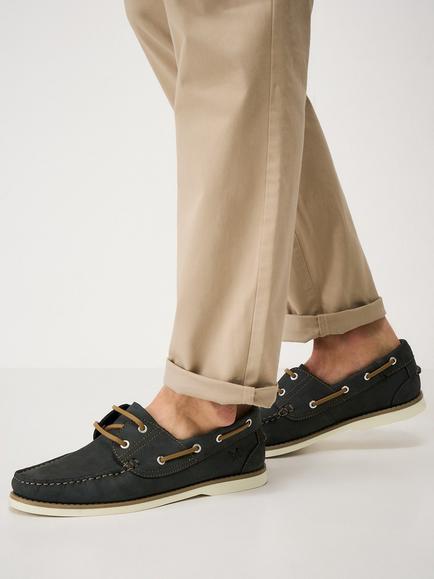 Crew Clothing Austell Leather Deck Shoes, Graphite Grey - view 2, Graphite Grey