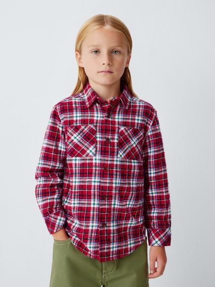 John Lewis Kids' Check Shirt, Red Check, Red Check