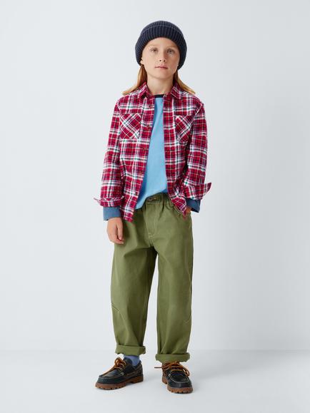 John Lewis Kids' Check Shirt, Red Check - view 2, Red Check